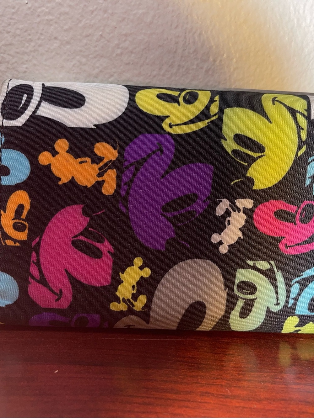 Disney Multicolor Mickey Head Pattern Clutch Wallet – Black Base